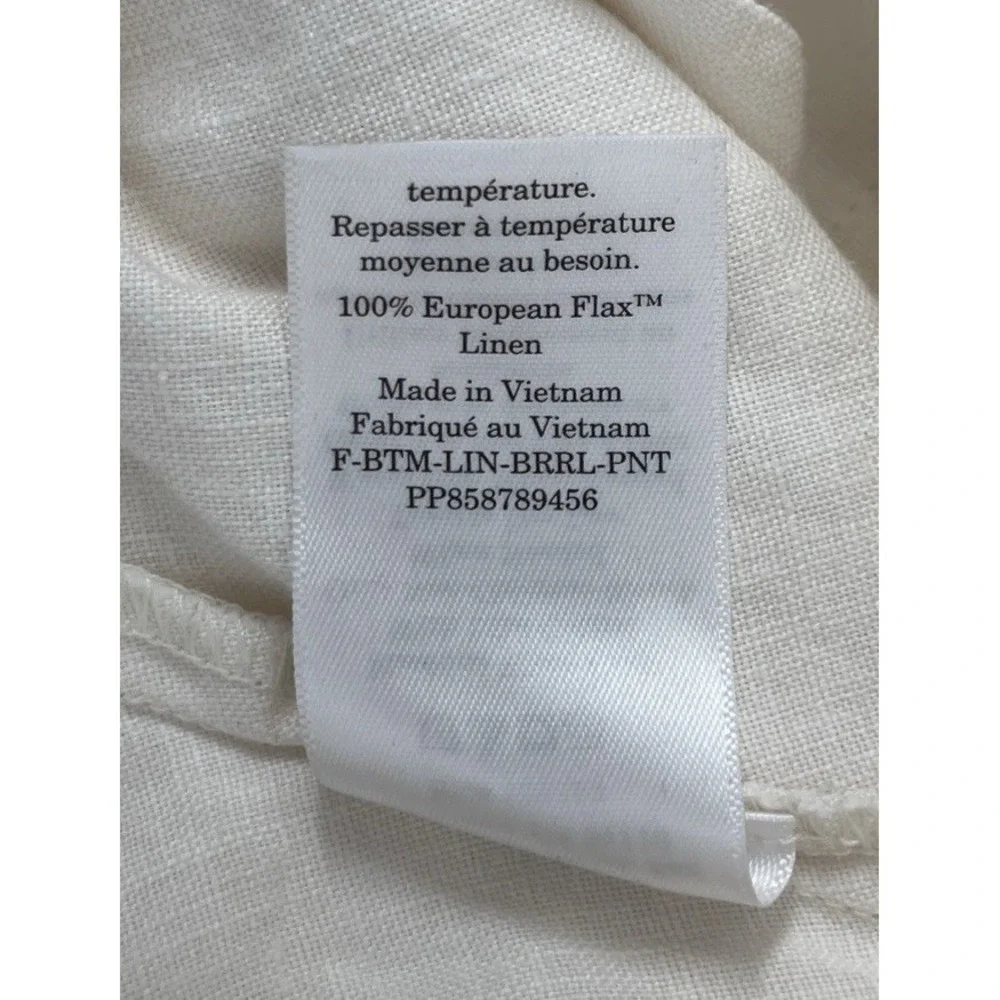 Everlane European Flax Linen Drawstring Pants Off White Pull On Womens Size XS